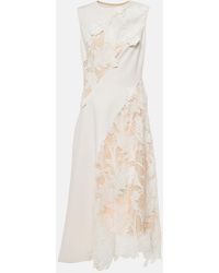 Oscar de la Renta - Lace-Trimmed Wool-Blend Midi Dress - Lyst