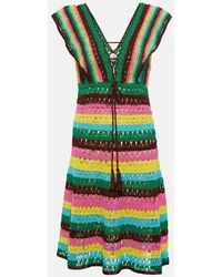 Anna Kosturova - Striped Crochet Cotton Minidress - Lyst