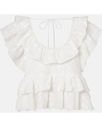 Dorothee Schumacher - Slees Embroidered Ruffled Cotton Top - Lyst
