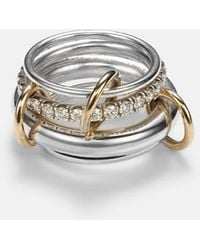Spinelli Kilcollin - Luna 18Kt And Sterling Linked Rings With Diamonds - Lyst