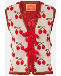 La DoubleJ - Cherry Cotton-Blend Intarsia Vest - Lyst