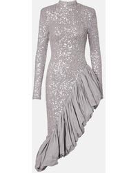 ROTATE BIRGER CHRISTENSEN - Sequined Asymmetric Midi Dress - Lyst