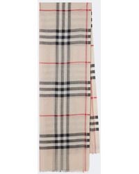 Burberry - Check Wool And Silk Scarf - Lyst