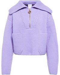 Patou Ribbed-knit Wool Sweater - Purple