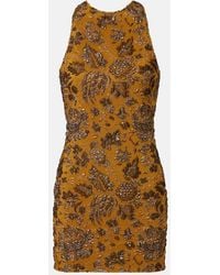 Saint Laurent - Floral Brocade Minidress - Lyst