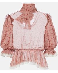 Dolce & Gabbana - Floral Silk And Cotton Chiffon Blouse - Lyst