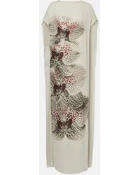 Dries Van Noten - Beaded Printed Silk Georgette Gown - Lyst