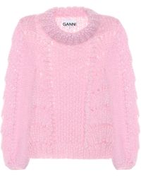 Ganni Wool And Mohair Sweater - Pink