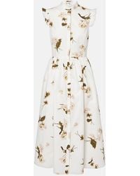 Erdem - Floral Cotton Poplin Midi Dress - Lyst