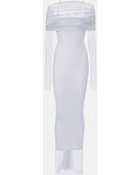 Christopher Esber - Veiled Off-Shoulder Tulle Maxi Dress - Lyst