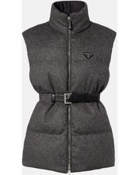 Prada - Belted Virgin Wool Down Vest - Lyst