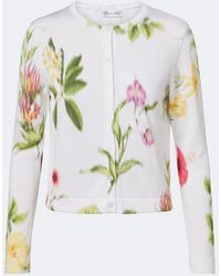 Oscar de la Renta - Floral Jacquard Cotton-Blend Cardigan - Lyst