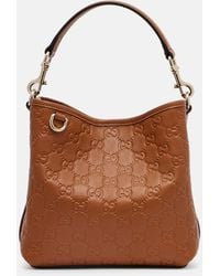 Gucci - Gg Emblem Small Leather Bucket Bag - Lyst