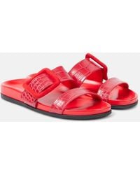 Manolo Blahnik - Mayfu Croc-Effect Leather Sandals - Lyst