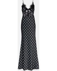 Self-Portrait - Polka-Dot Lace-Trimmed Satin Gown - Lyst