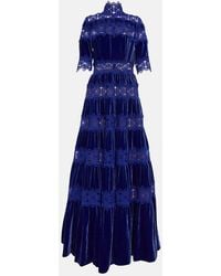 Costarellos - Lissie Lace And Velvet Gown - Lyst