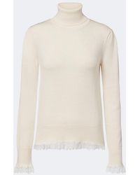 Ganni - Lace-Trimmed Wool Turtleneck Sweater - Lyst