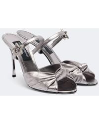 Dolce & Gabbana - Embellished Metallic Leather Mules - Lyst