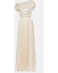 Self-Portrait - Asymmetric Draped Silk-Blend Chiffon Maxi Dress - Lyst