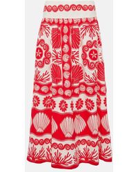 FARM Rio - Red Ainika Shell Linen-blend Maxi Skirt - Lyst