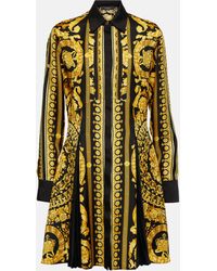 Versace - Barocco Silk Shirt Dress - Lyst