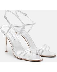 Manolo Blahnik - Ciagapla 105 Metallic Leather Sandals - Lyst