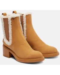 Tod's - Shearling-Trimmed Suede Chelsea Boots - Lyst