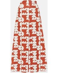 Max Mara - Edile Printed Linen Midi Skirt - Lyst