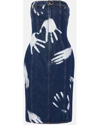 Area - Abito Midi Di Jeans Con Stampa - Lyst