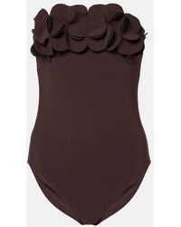 Karla Colletto - Costume Intero A Fascia Tess Con Applicazioni Floreali - Lyst