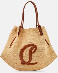 Christian Louboutin - By My Side Leather-trimmed Raffia Tote Bag - Lyst