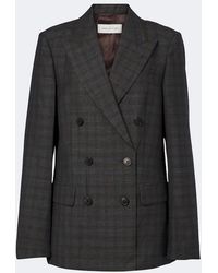 Dries Van Noten - Checked Double-Breasted Wool Blazer - Lyst