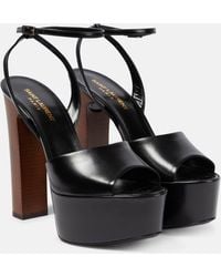 Saint Laurent - Jodie 95 Leather Platform Sandals - Lyst