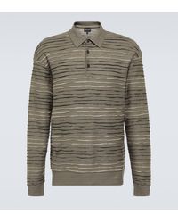 Giorgio Armani - Intarsia Linen-blend Polo Sweater - Lyst