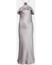 Rodarte - Floral-Applique Silk Charmeuse Slip Dress - Lyst