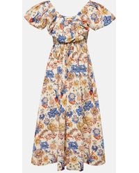 Ulla Johnson - Vestido Largo Francesca De Popelin De Algodon Floral - Lyst