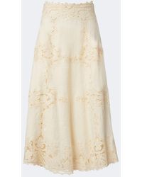 Ulla Johnson - Fleur Crochet-Trimmed Linen Midi Skirt - Lyst