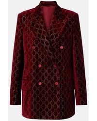 Gucci - Gg Embellished Cotton Velvet Blazer - Lyst