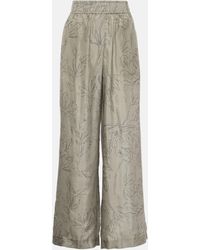Brunello Cucinelli - Floral Silk Wide-leg Pants - Lyst