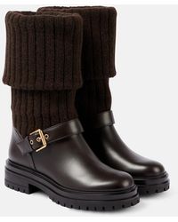 Gianvito Rossi - Thurso Leather-Trimmed Biker Boots - Lyst