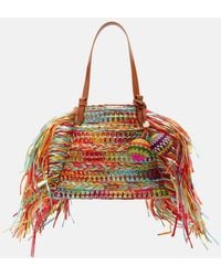 Aquazzura - Trancoso Fringed Raffia Tote Bag - Lyst