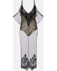 The Attico - Sheer Lace Bodysuit - Lyst