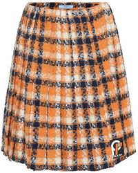 Prada Gonna a quadri in tweed di lana - Multicolore