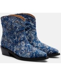 Ganni - Low Shaft Embroidered Jacquard Cowboy Boots - Lyst