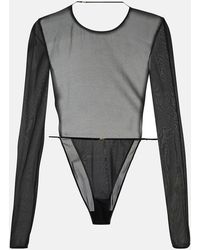 Saint Laurent - Open-back Silk-blend Georgette Bodysuit - Lyst