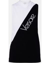 Versace - Logo Embroidered Cotton-Blend Tank Top - Lyst
