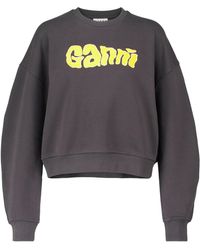 Ganni Isoli Logo Cotton-blend Sweatshirt - Black