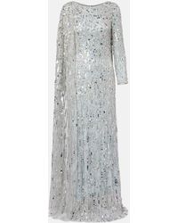 Jenny Packham - Abito Lungo Pauline Con Mantella E Decorazioni - Lyst