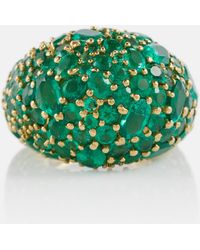 Octavia Elizabeth - Green Earth Dome 18kt Gold Ring With Emeralds - Lyst