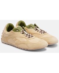 Bottega Veneta - Orbit Leather-Trimmed Suede And Shell Sneakers - Lyst